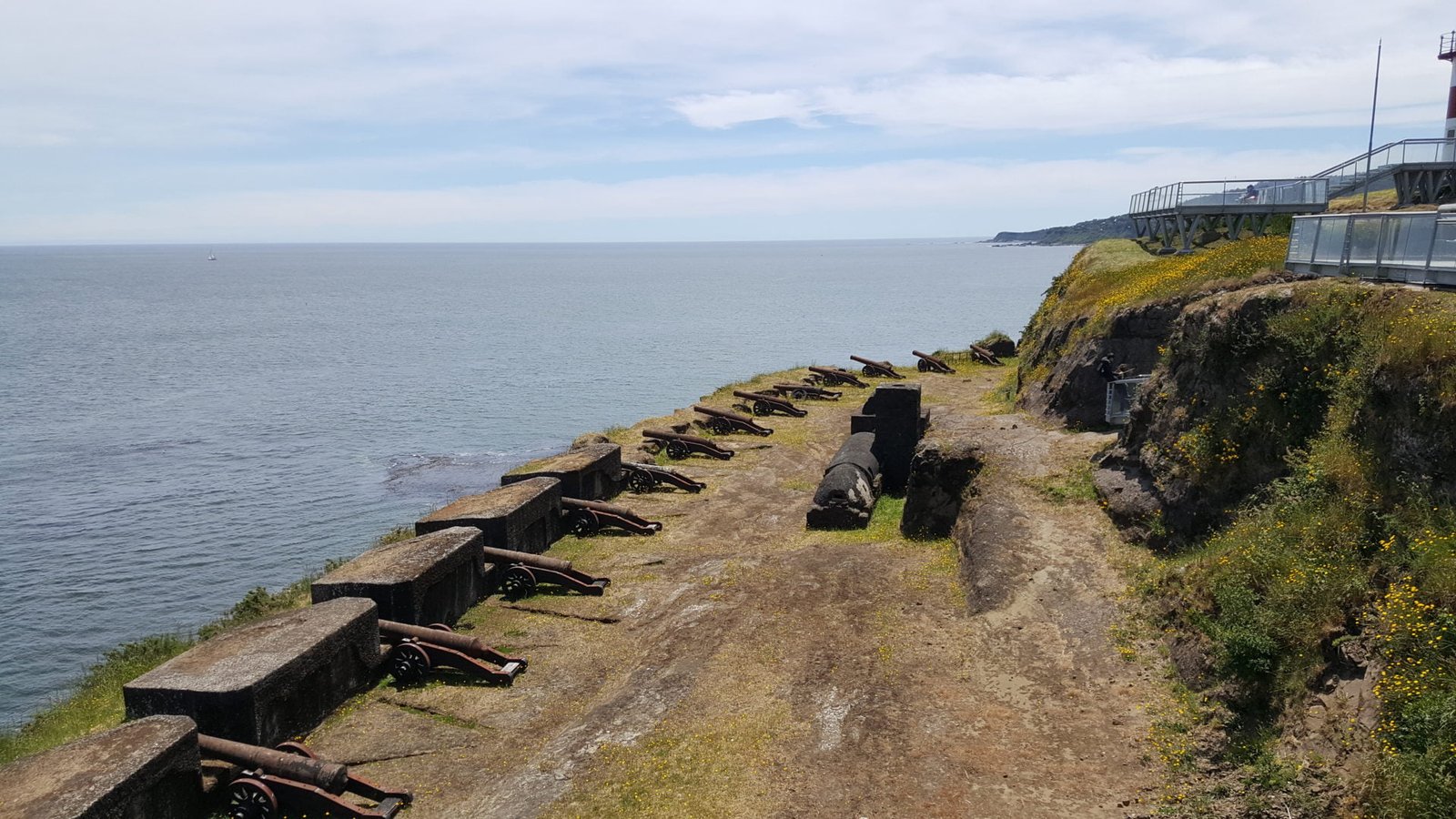 Canons at La Niebla fort while traveling to Valdivia, Chile