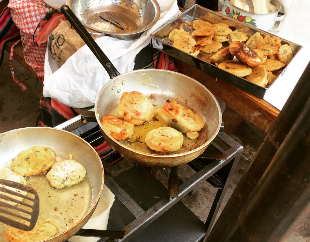 peruvian food in ollantaytambo, peru