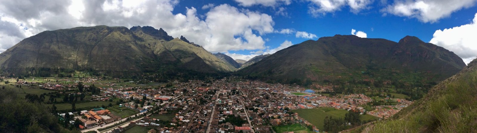 a panorama of calca, peru from above