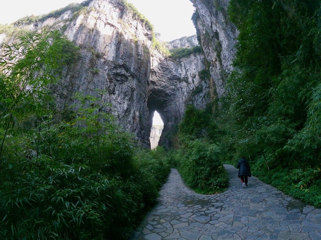 The Three Natural Bridges, made of limestone and the longest natural bridges in Asia, found in Wulong, Chongqing, China.