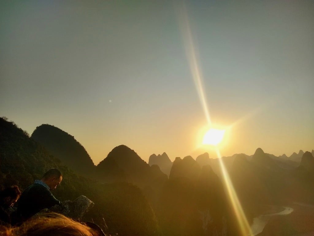 Views of karst mountains after hiking Laozhai hill in Xingping, China