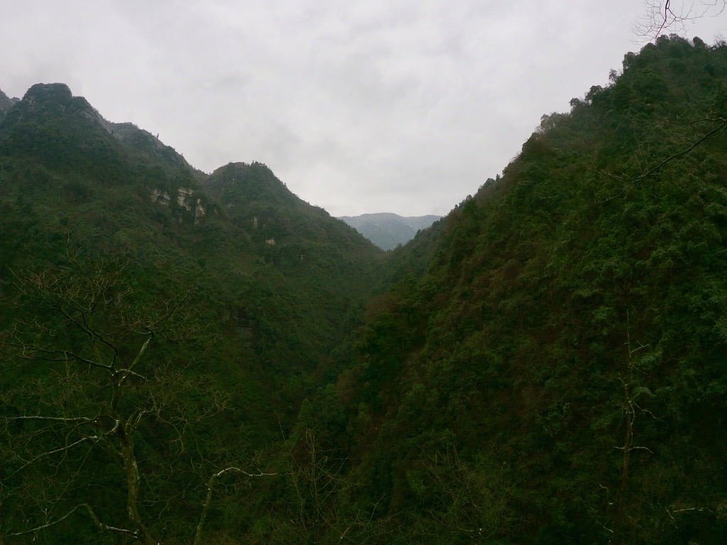 Hiking up Emeishan and seeing lush green mountains before getting to the snowy top