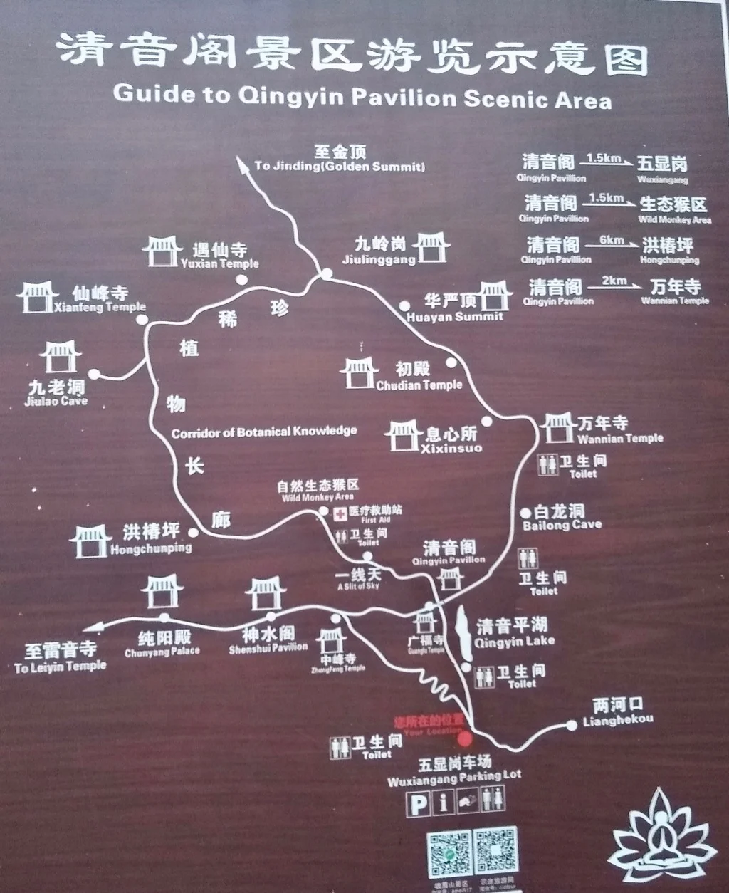 Emeishan Map of the Emei Shan hike and some distances included