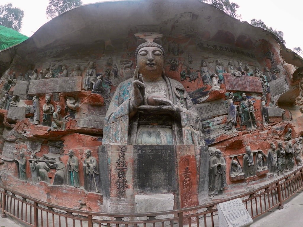 Dazu rock carvings at Baodingshan, featuring multiple different Buddhist figures